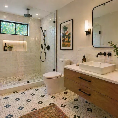 bathroom remodeling Burbank, Burbank bathroom renovation, walk in shower Burbank, floating vanity bathroom Burbank, heated floor bathroom Burbank, bathroom contractor Burbank CA, bathroom design build Burbank, tub to shower conversion Burbank, modern bathroom Burbank, small bathroom remodel Burbank