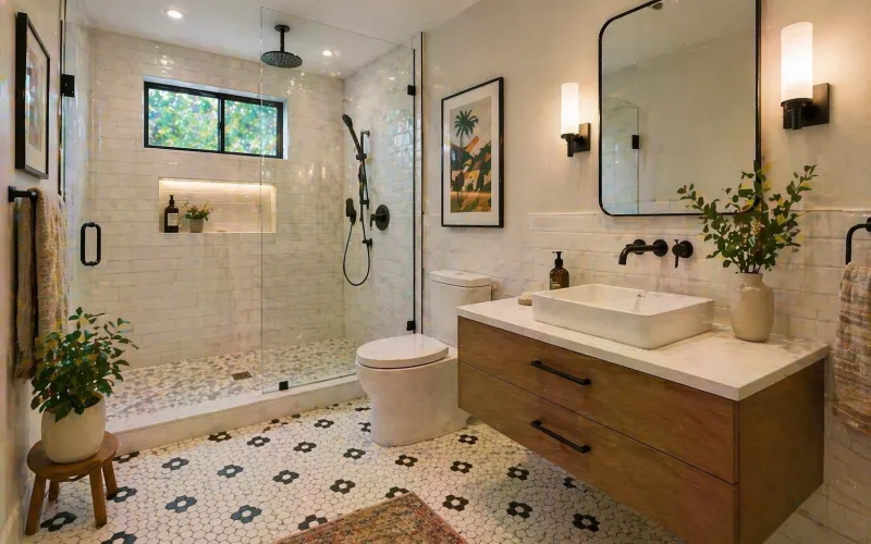bathroom remodeling Burbank, Burbank bathroom renovation, walk in shower Burbank, floating vanity bathroom Burbank, heated floor bathroom Burbank, bathroom contractor Burbank CA, bathroom design build Burbank, tub to shower conversion Burbank, modern bathroom Burbank, small bathroom remodel Burbank