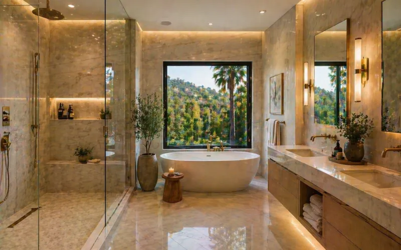 bathroom remodeling Calabasas, Calabasas bathroom renovation, wet room bathroom Calabasas, Kohler freestanding tub Calabasas, luxury bathroom Calabasas, heated floor bathroom Calabasas, bathroom contractor Calabasas CA, bathroom design build Calabasas, spa bathroom Calabasas, high end bathroom remodel Calabasas