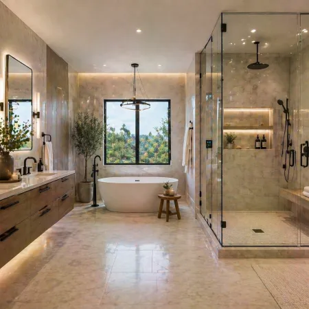 bathroom remodeling Encino, Encino bathroom renovation, spa bathroom Encino, steam shower Encino, freestanding tub Encino, Kohler bathroom Encino, bathroom contractor Encino CA, bathroom design build Encino, luxury bathroom Encino, floor to ceiling tile bathroom Encino