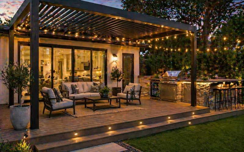 outdoor living Encino, pergola Encino, Struxure pergola Encino, TimberTech decking Encino, outdoor kitchen Encino, backyard renovation Encino, pergola builder Encino, deck builder Encino, outdoor living contractor Encino, luxury backyard Encino, outdoor lighting Encino, composite deck Encino