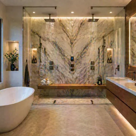 bathroom remodeling Studio City, Studio City bathroom renovation, double rain shower Studio City, Kohler DTV+ Studio City, book matched stone bathroom Studio City, luxury bathroom Studio City, bathroom contractor Studio City CA, bathroom design build Studio City, modern bathroom Studio City, high end bathroom remodel Studio City