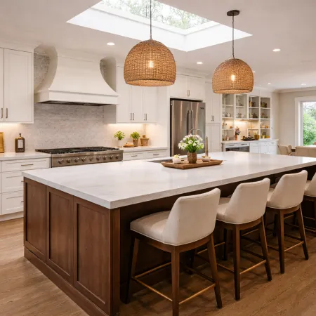 kitchen remodeling Woodland Hills, kitchen renovation Woodland Hills, kitchen contractor Woodland Hills, Woodland Hills kitchen remodeling company, kitchen design build Woodland Hills, open concept kitchen remodel, Cambria quartz countertops, skylight kitchen design, modern kitchen remodel Los Angeles, large kitchen island design, kitchen remodel cost Woodland Hills, shaker cabinets kitchen, kitchen layout redesign, natural light kitchen