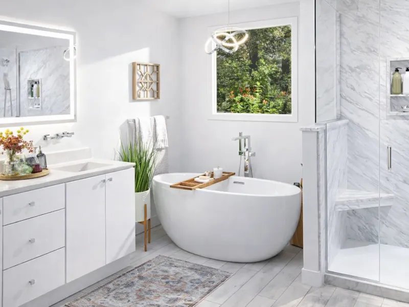 1-day bath remodel Los Angeles, bathroom remodel in one day, tub to shower conversion, Caspi Construction 1-Day Bath, walk-in shower remodel