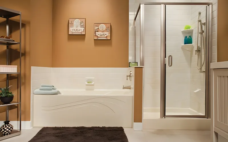 1-day bath remodel Los Angeles, bathroom remodel in one day, tub to shower conversion, Caspi Construction 1-Day Bath, walk-in shower remodel