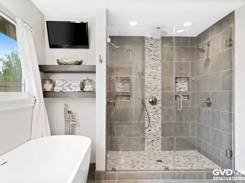 1-day bath remodel Los Angeles, bathroom remodel in one day, tub to shower conversion, Caspi Construction 1-Day Bath, walk-in shower remodel