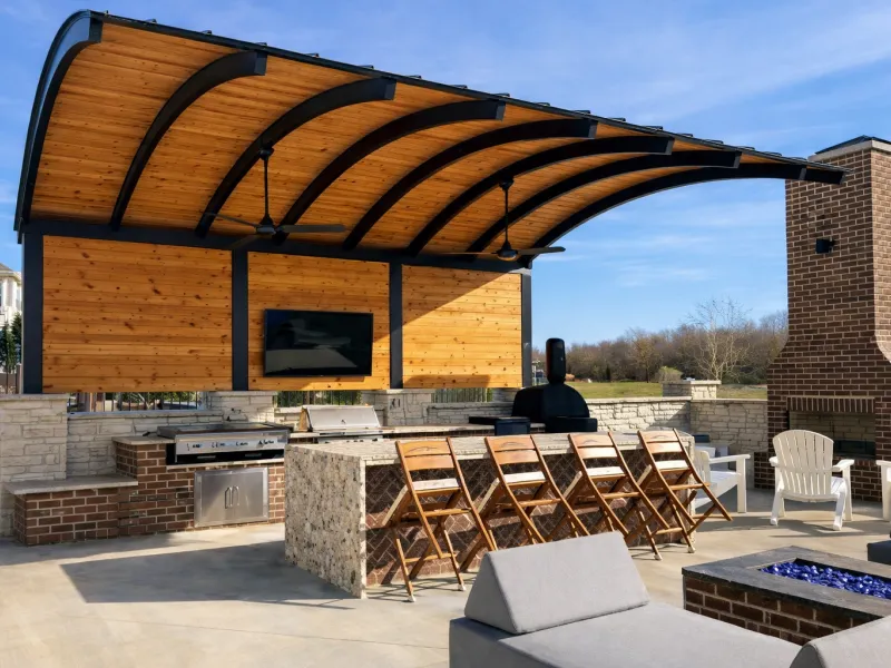 custom pergola, pergola ideas, custom aluminum pergola, pergola with roof and sides, metal and wood pergola,