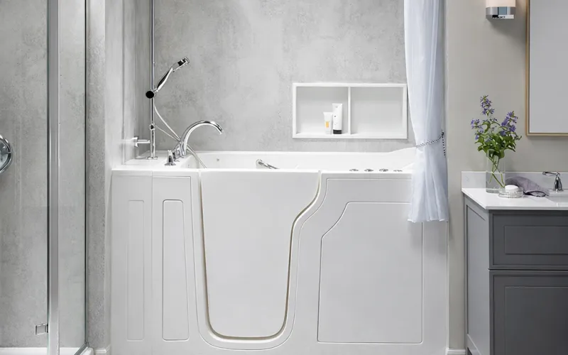 1-day bath remodel Los Angeles, bathroom remodel in one day, tub to shower conversion, Caspi Construction 1-Day Bath, walk-in shower remodel