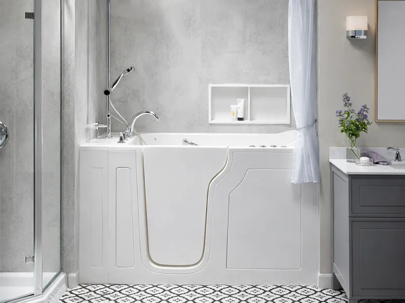 1-day bath remodel Los Angeles, bathroom remodel in one day, tub to shower conversion, Caspi Construction 1-Day Bath, walk-in shower remodel