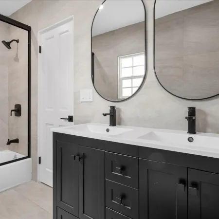 Modern Bathroom Remodel with Dual Vanity in Los Angeles