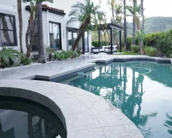 Backyard Renovation with Porcelain Pavers in Los Angeles, California