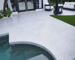 Backyard Renovation with Porcelain Pavers in Los Angeles, California