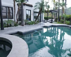 Backyard Renovation with Porcelain Pavers in Los Angeles, California