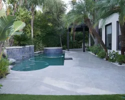 Backyard Renovation with Porcelain Pavers in Los Angeles, California