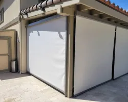 Sliding Glass Door Pergola Systems with Motorized Zip Curtains