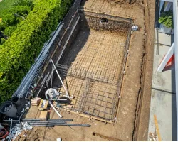 Modern Backyard Pool Construction by Caspi Construction