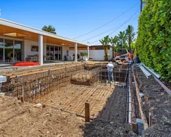 Modern Backyard Pool Construction by Caspi Construction