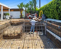 Modern Backyard Pool Construction by Caspi Construction