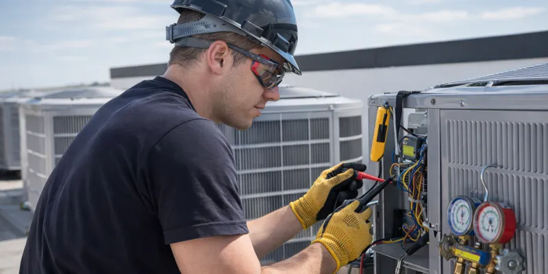hvac system, air conditioning unit, central ac installation, hvac technician working, energy efficient hvac equipment, residential hvac system, air conditioning repair and installation, hvac maintenance service, cooling system installation, heating and cooling equipment
